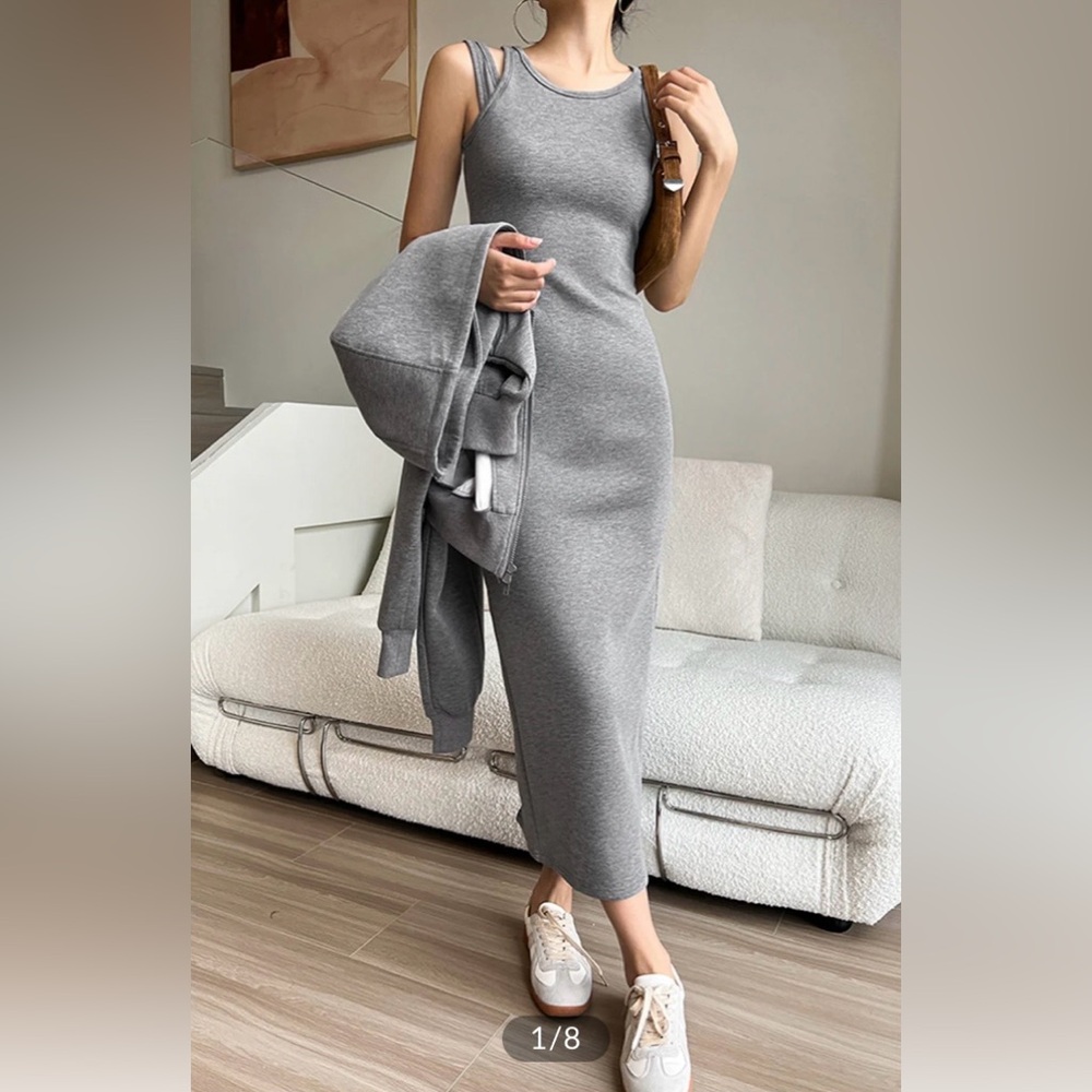 Commense Gray Midi Dress - Picture 4 of 10